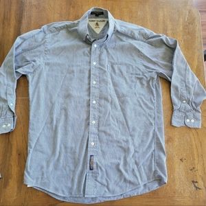 Tommy Hilfiger Blue/Black Tiny Houndstooth 100% Cotton Button Down - Size 15